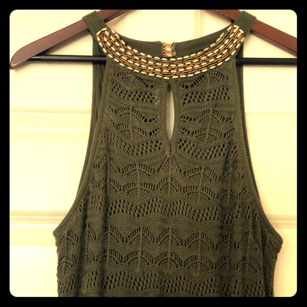 Olive Green Crochet Maxi Dress